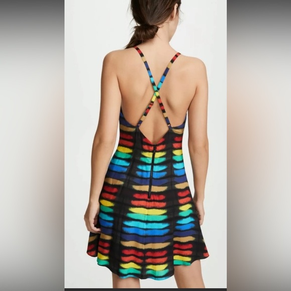 NWT. Alice + Olivia Alves Rainbow Tie-Dye Cross Cross Dress. NWT. - Picture 6 of 15